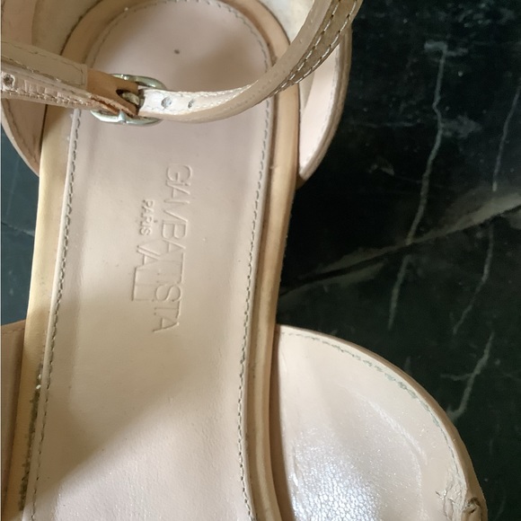 Giambattista Valli Nude leather tall gladiator wedge glitter sandals size 8.5 - Picture 8 of 12